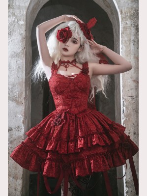 Bleeding Rose Gothic Lolita Style Rose Ribbon by Alice Girl (AGL47E)